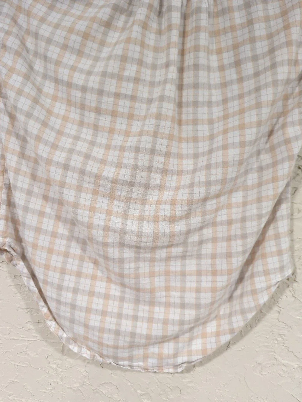 Japna White And Orange Check Plaid Short-Sleeve Button-Up Top - Women's Medium